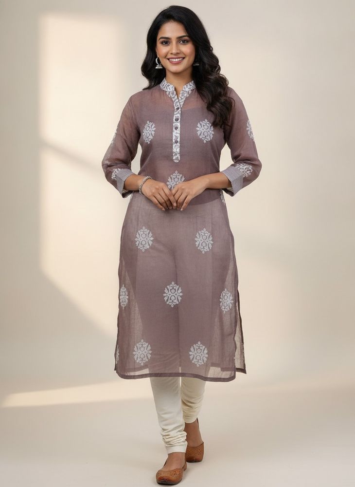 Elegant Brown Embroidered Kurta