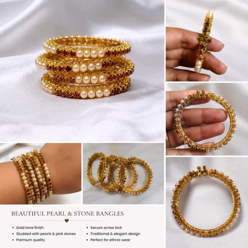 Beautiful Pearl &amp; Stone Bangles