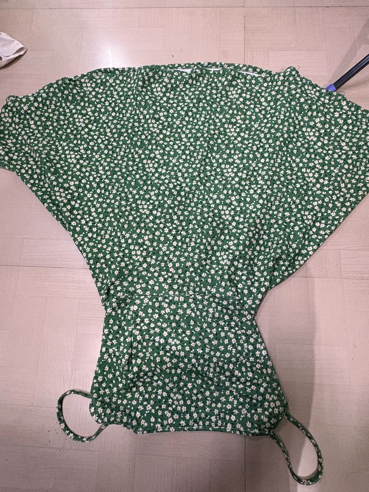 Green Floral Mini Dress