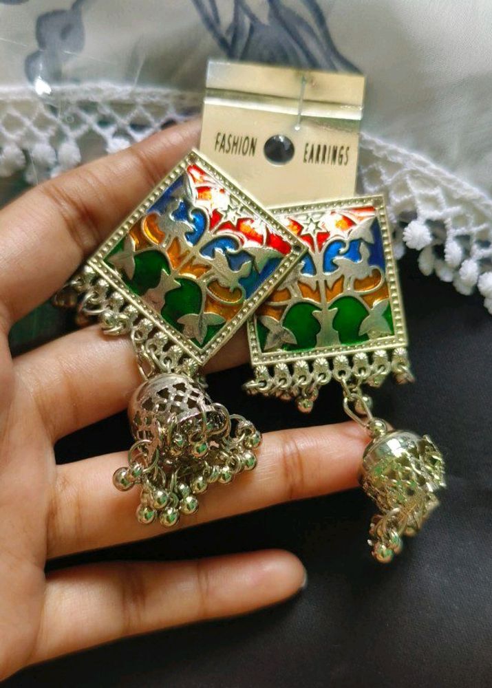 Afghan Silver Oxidised Earing