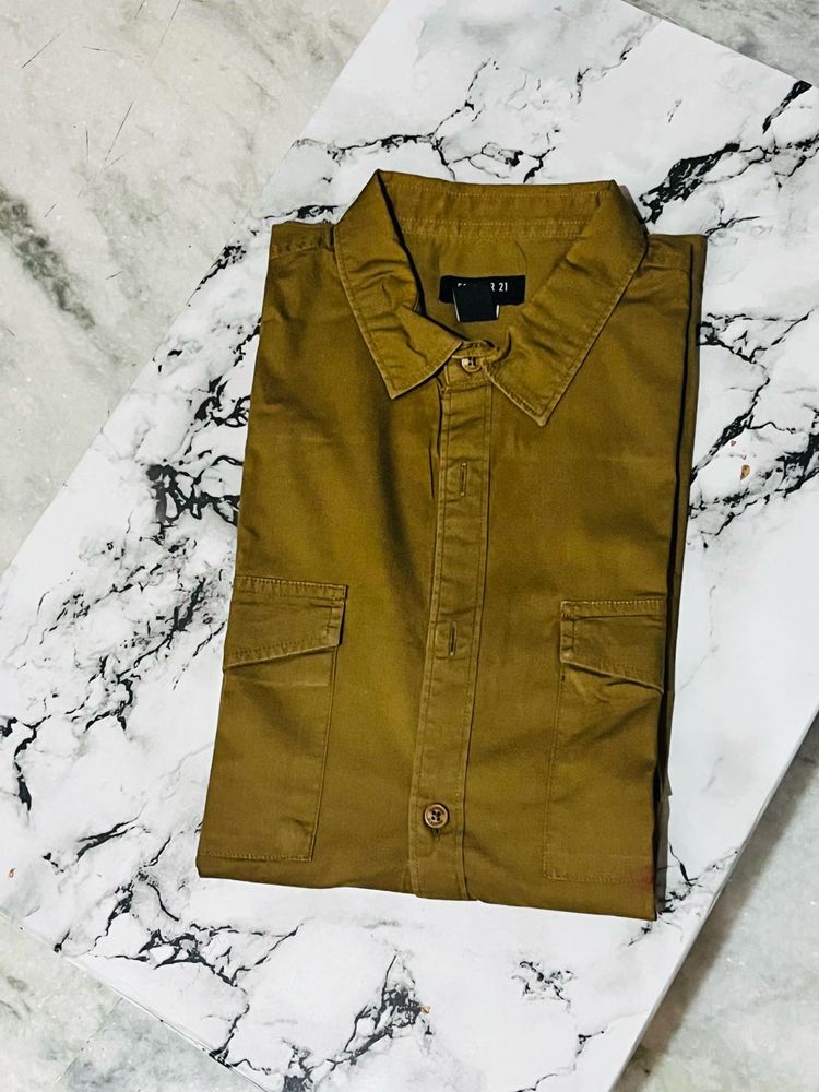 Forever 21 Olive Green Twill Shirt