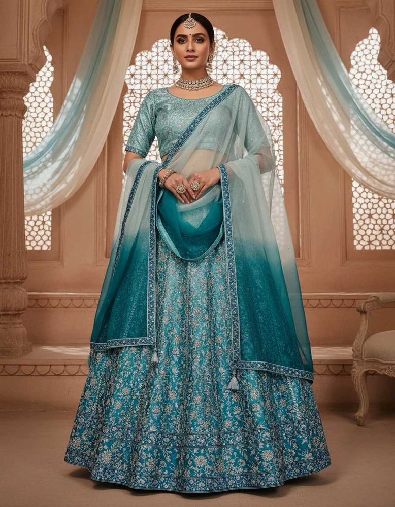 Stunning Teal Ombre Lehenga Choli