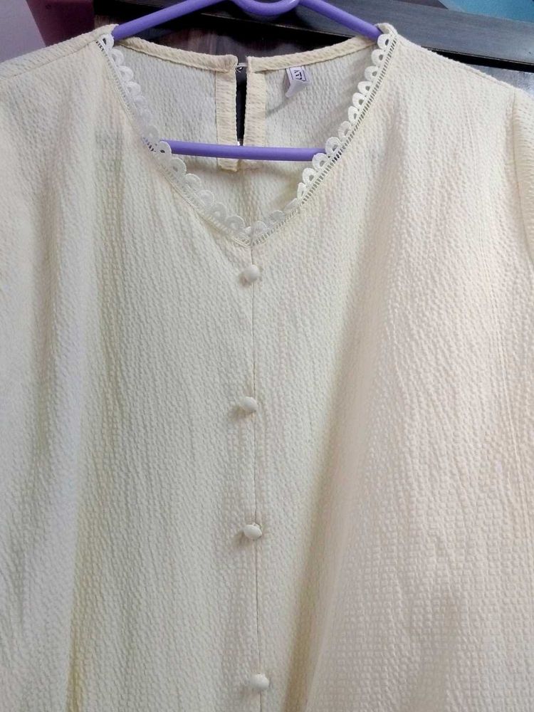 Elegant Cream Textured Blouse
