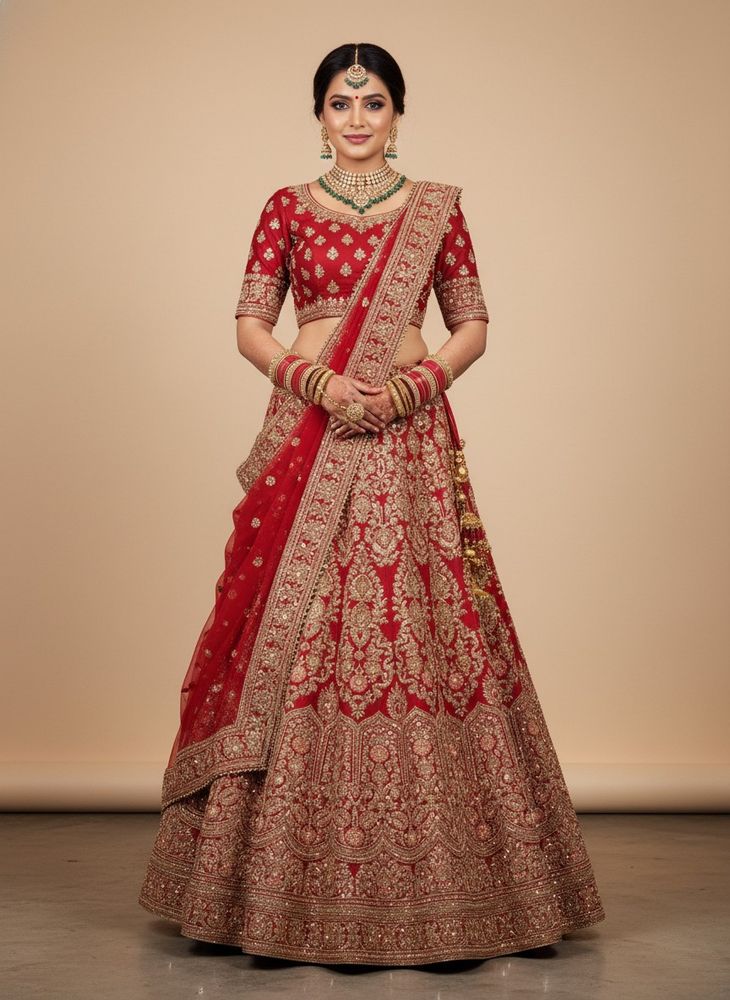 Red &amp; Gold Bridal Lehenga