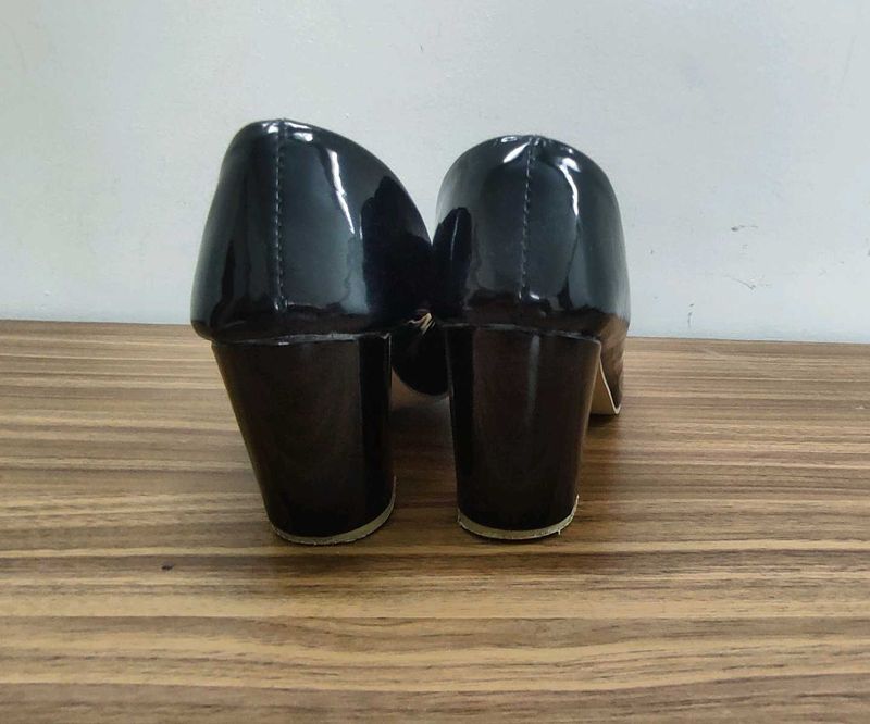 Black Patent Block Heels