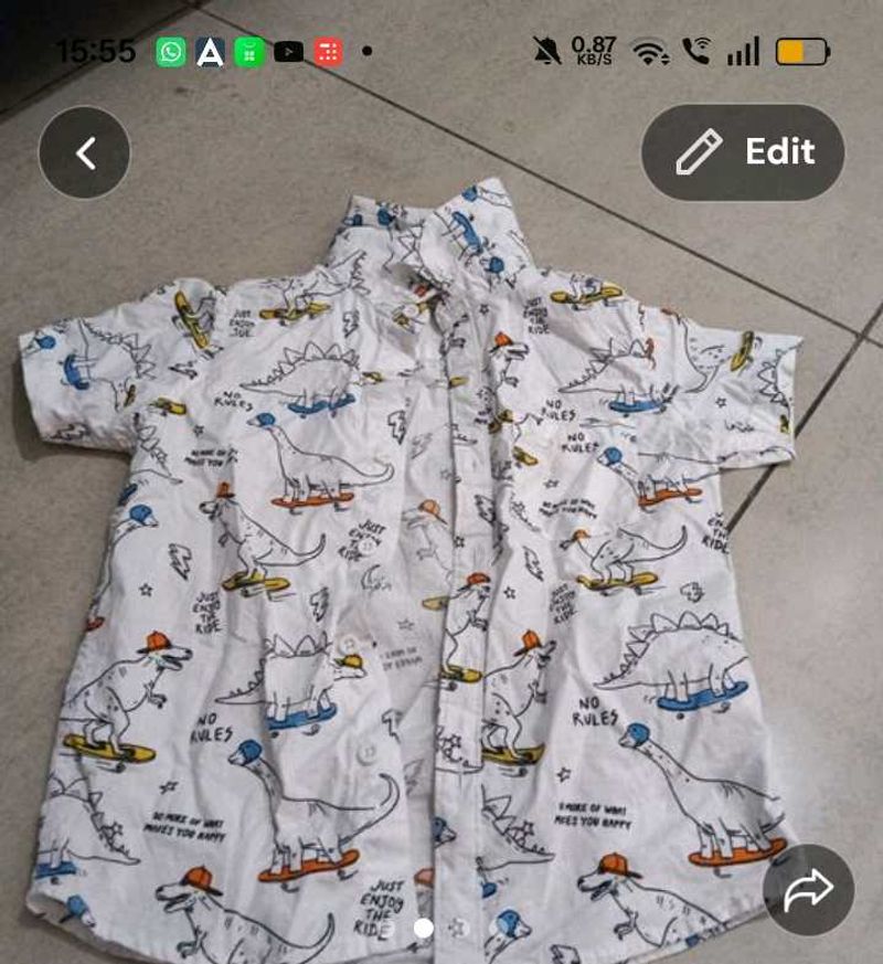Kids Dinosaur Skateboard Shirt( baby hug 3-4 years