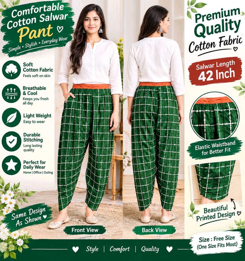 Stylish Green Checkered Palazzo Pants