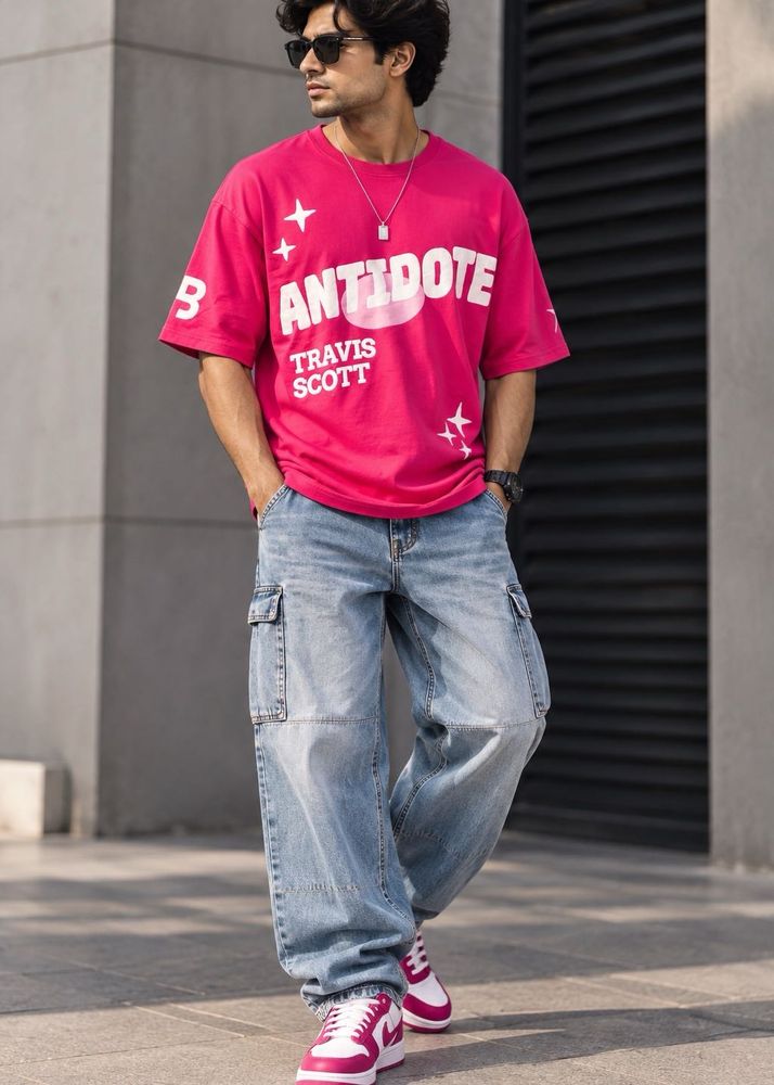 Pink Oversized Travis Scott T-Shirt