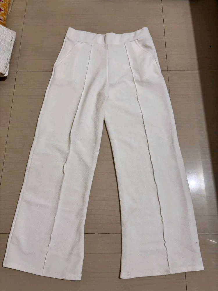 White Wide Leg Cropped Pants