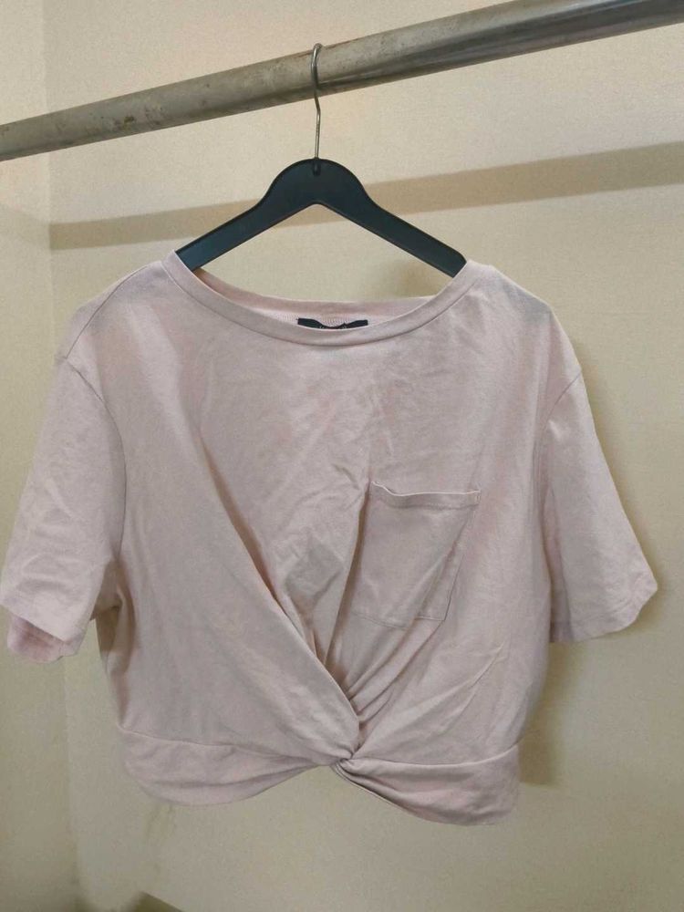 Pink Twist Front Crop Top