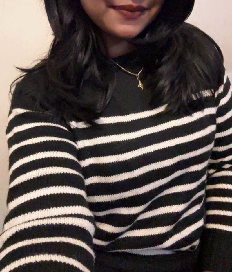 Classic Black and White Striped Sweater