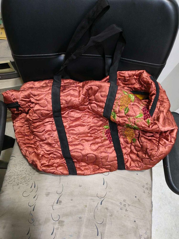 Quilted Embroidered Hobo Bag