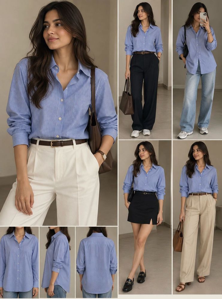 Classic Blue Striped Button-Up Shirt