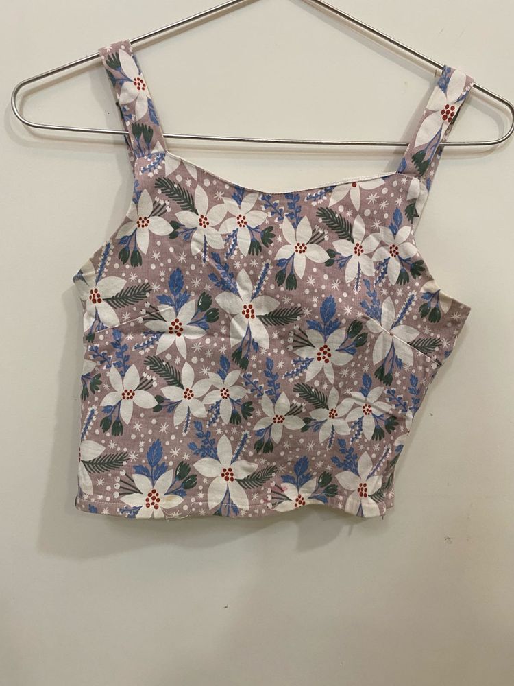Floral Print Crop Tank Top
