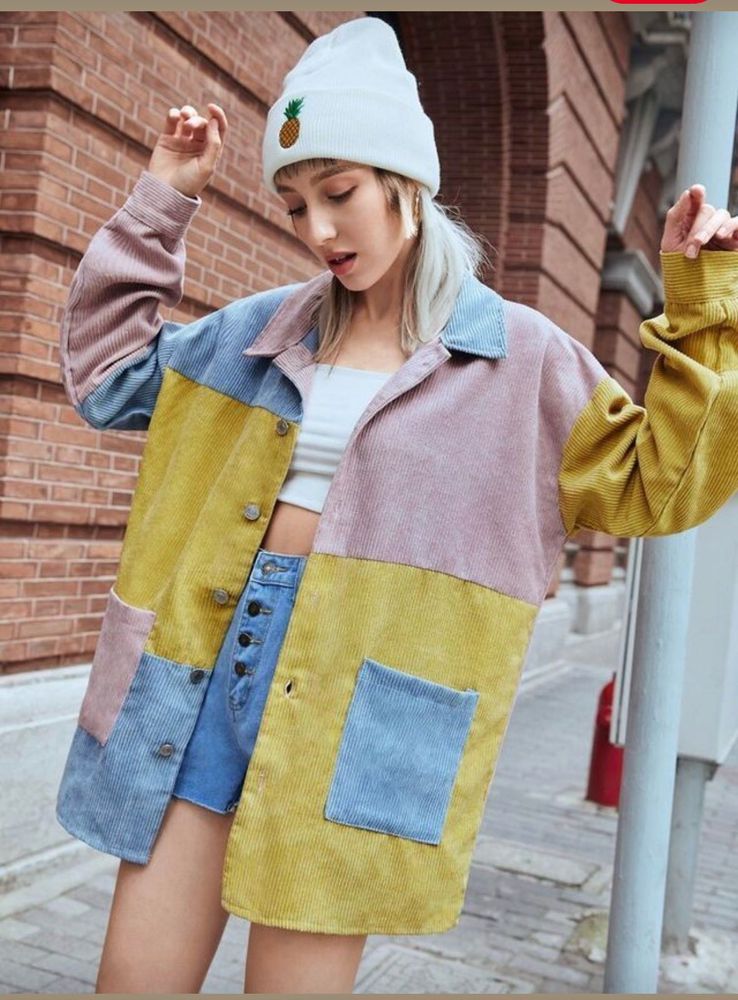 SHEIN Color Block Corduroy jacket