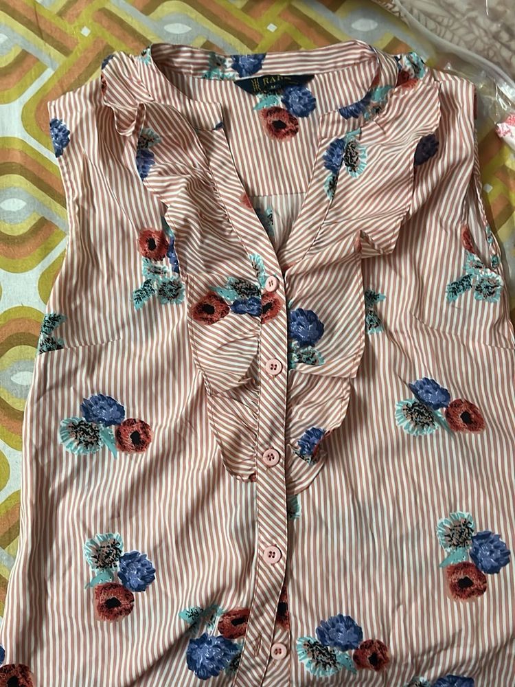 Striped Floral Sleeveless Top