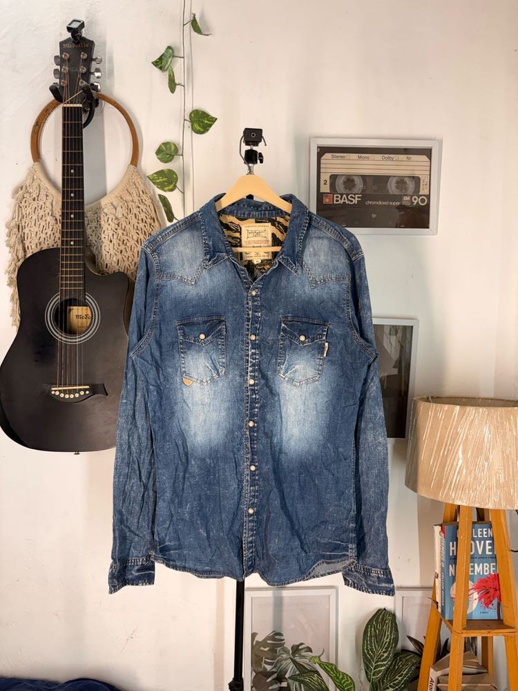 buckaroo Distressed Denim Western Shirt