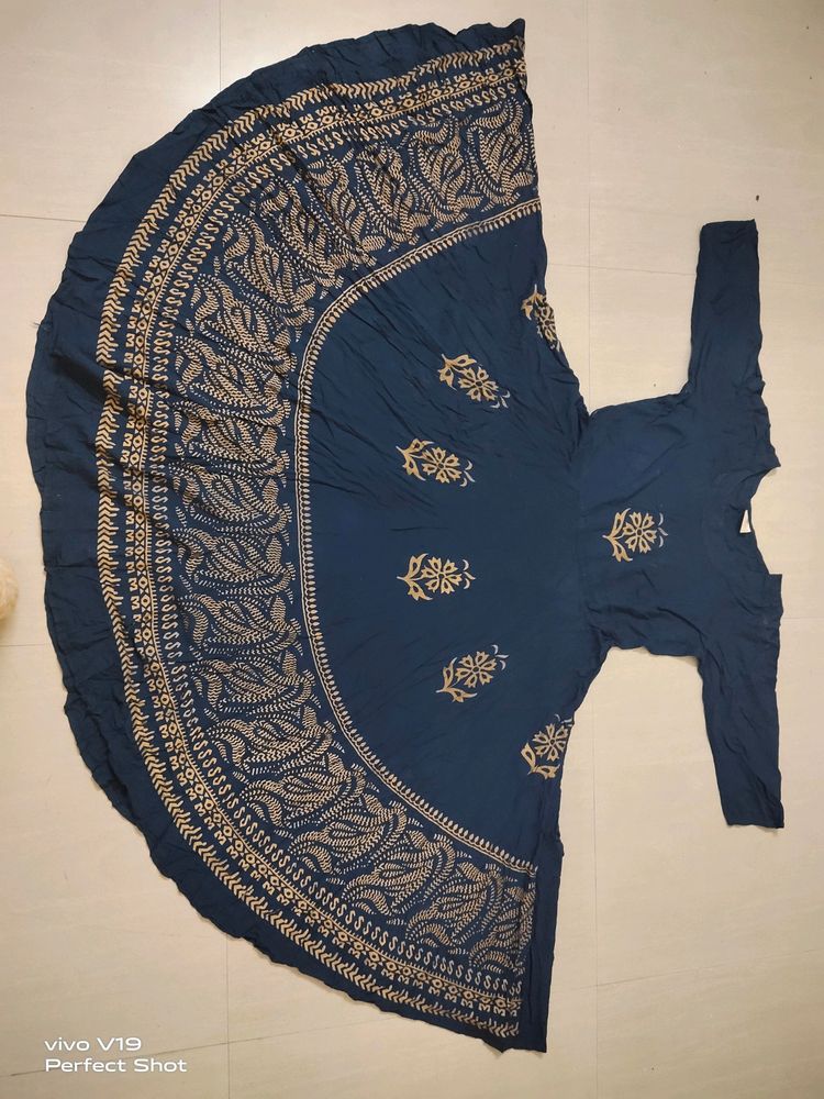 Blue Branded Umbrella Kurti