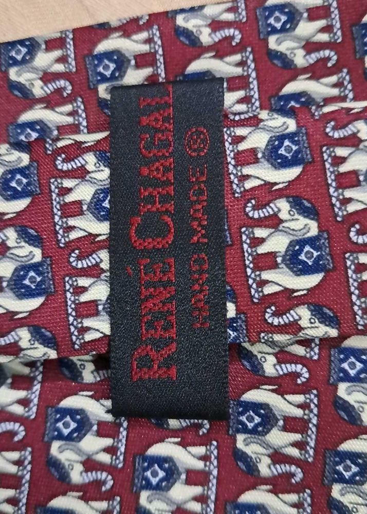Rene Chagal Hand Made Maroon silk Tie