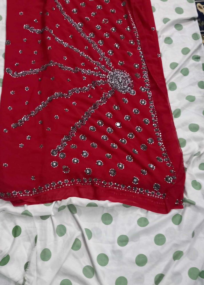 Stunning Red Embellished Saree