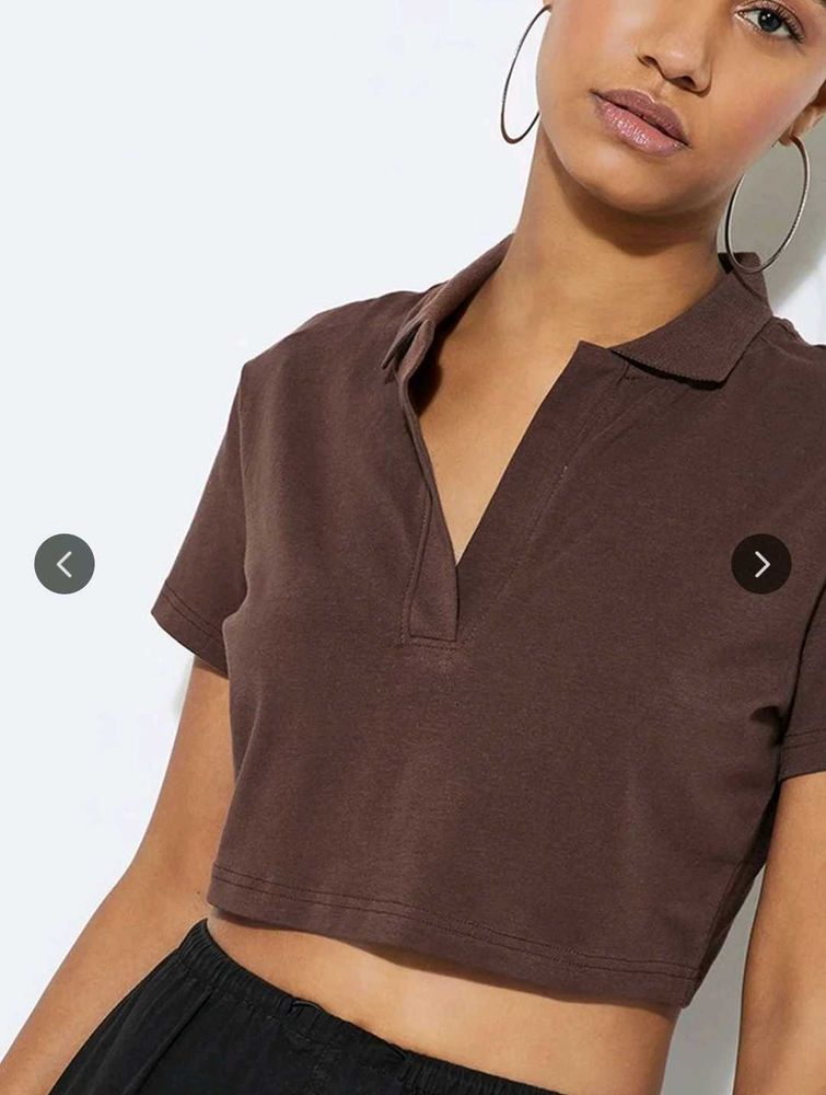 Max Brown Cropped Polo Shirt