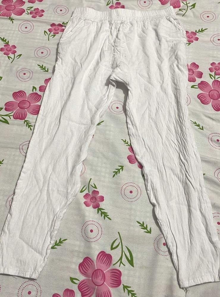 women’s White pure Cotton Pants