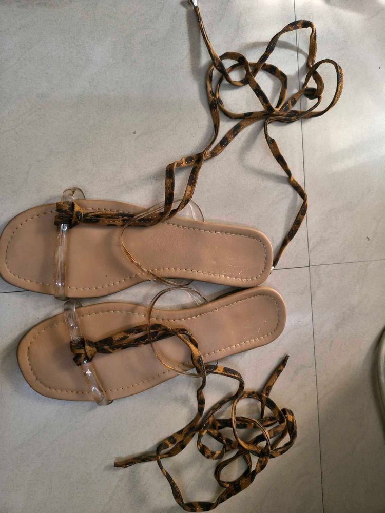 Flat Lace-Up Sandals