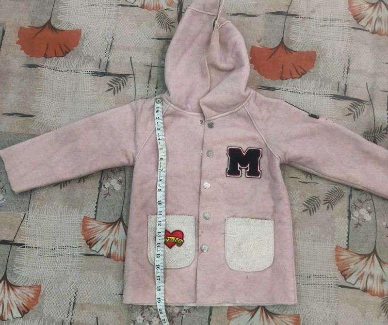 Pink Hooded Jacket with M Emblem