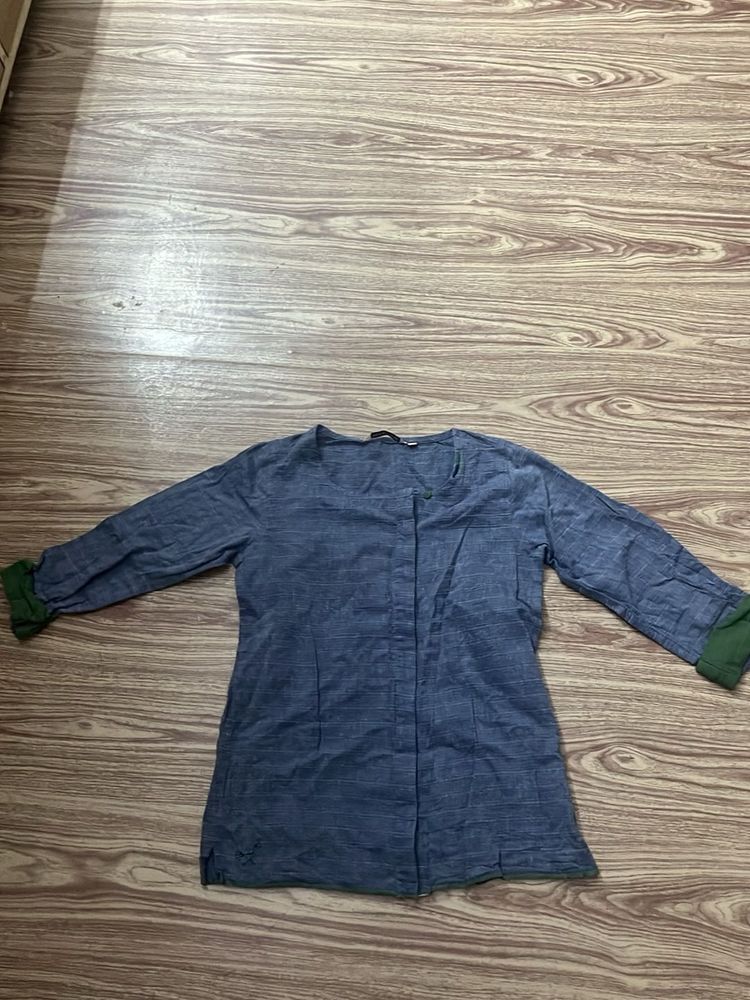 Denim style blue short kurti
