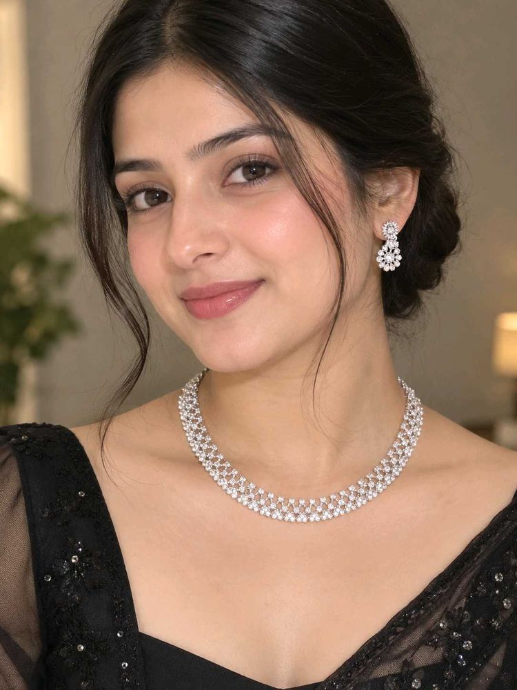 Sparkling Cubic Zirconia Necklace &amp; Earrings Set