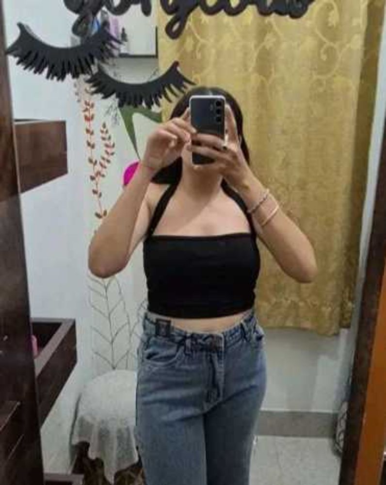 Black Halter Neck Crop Top