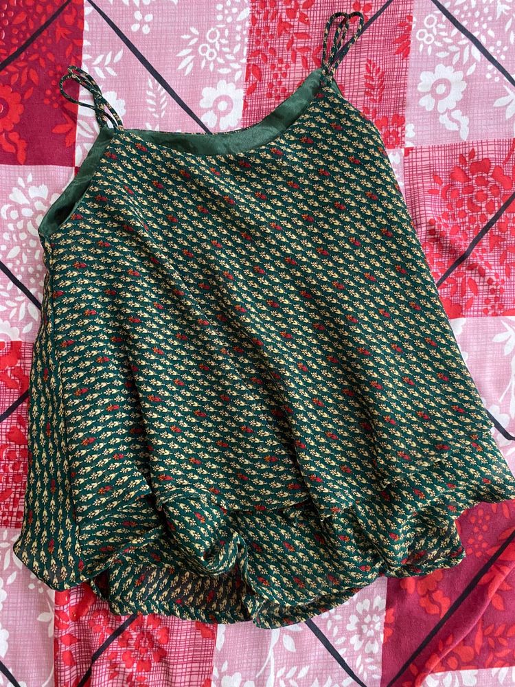 Green Patterned Cami top