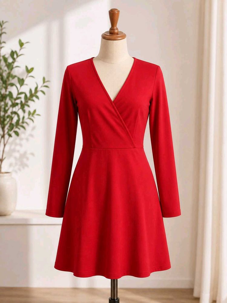 Chic Red Wrap Dress
