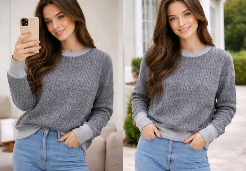 Cozy Grey Knit Pullover