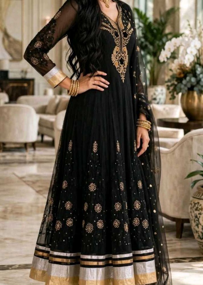 Elegant Black Embroidered Gown