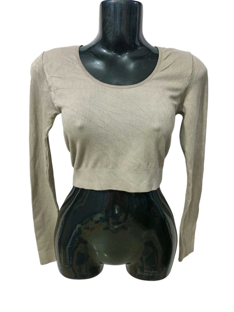 Original H&amp;M Ribbed Knited Long Sleeve Crop Top Fi