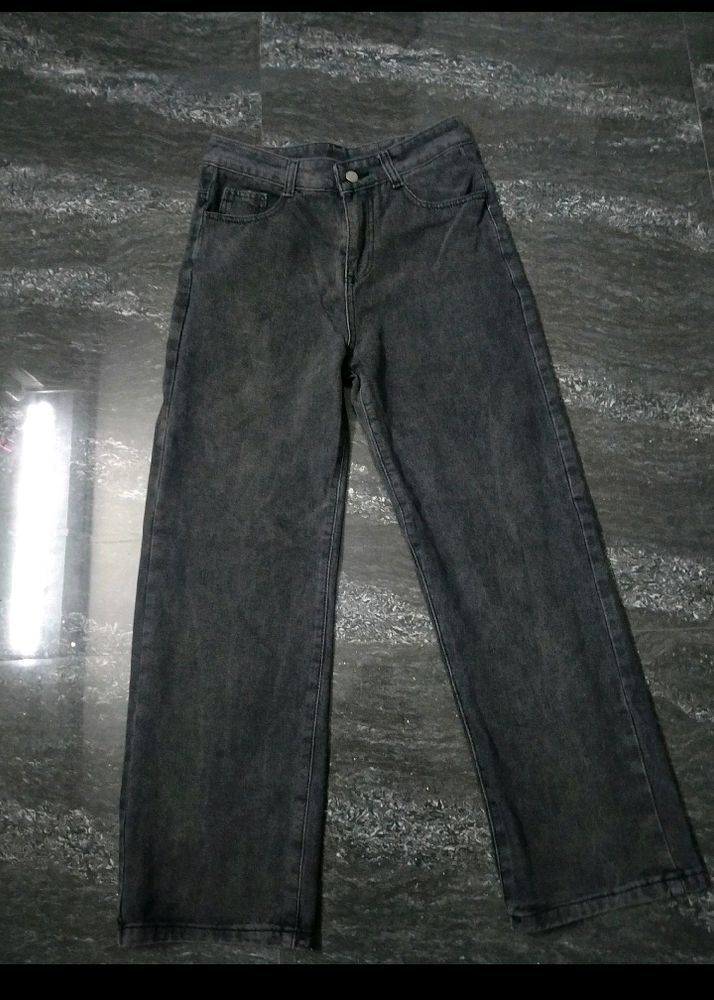 High Waist Grey Flared Jeans