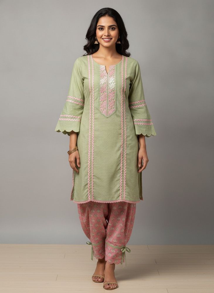 Green Kurta farshi set