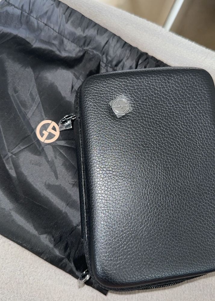 Giorgio Armani Black Leather Clutch Case
