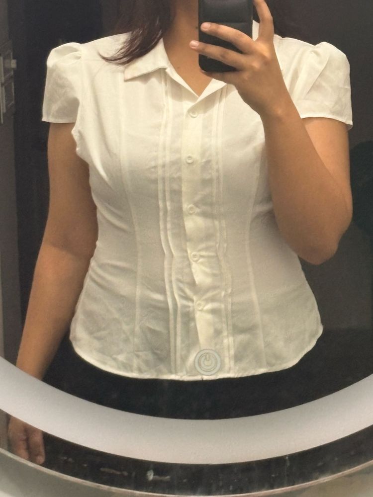 white corset collar shirt