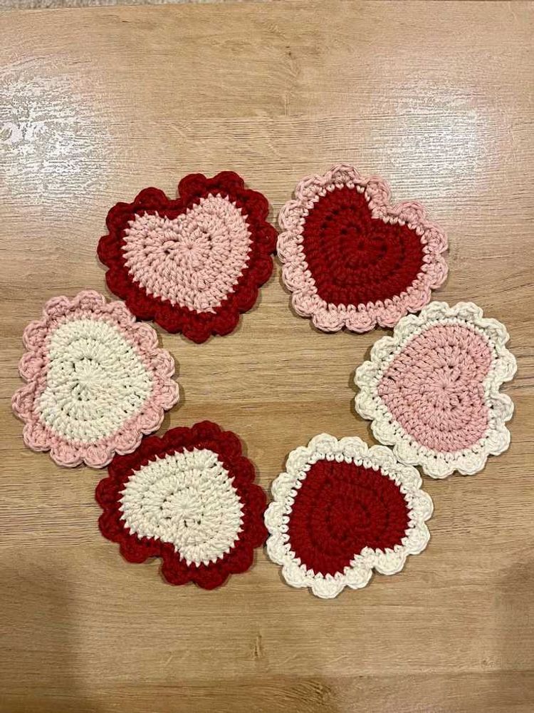 Crochet Heart Coasters