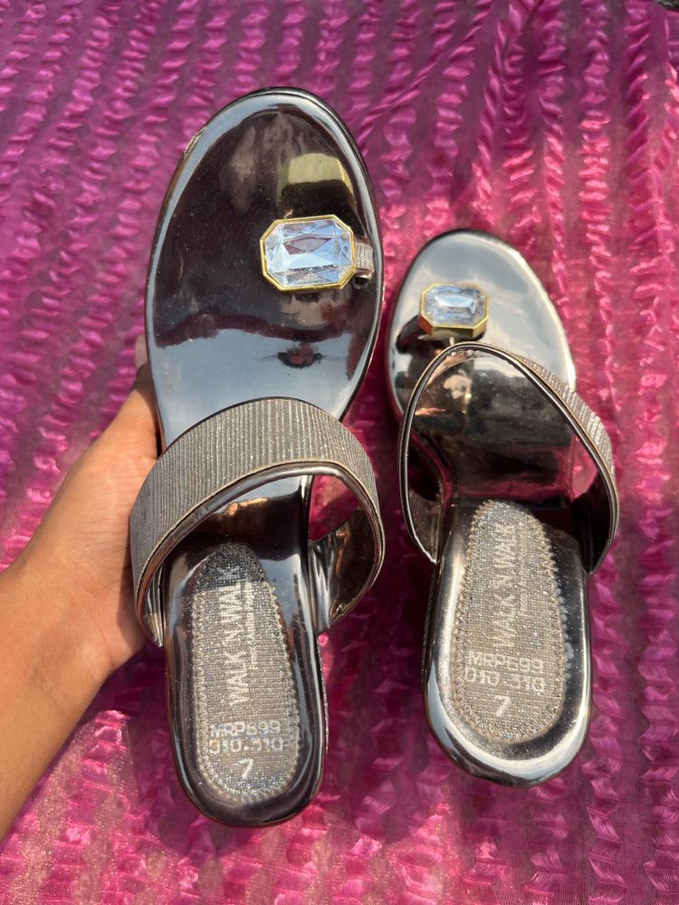Sparkling Embellished block heels