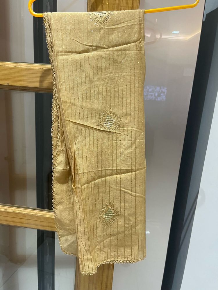 Elegant Golden Dupatta with Embellishments