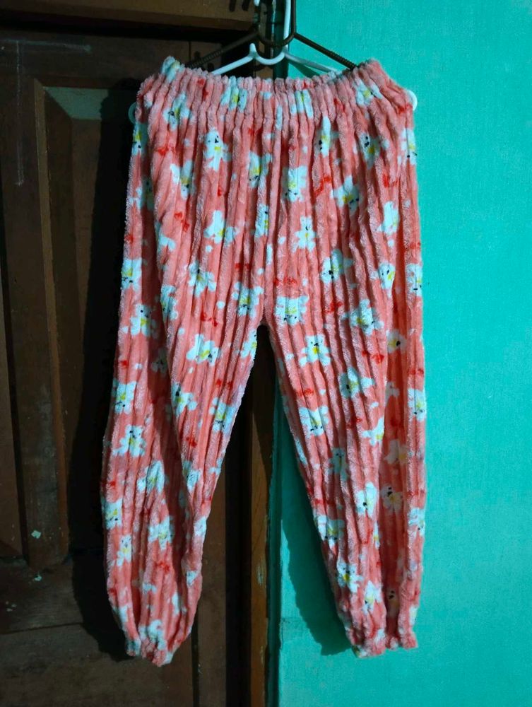 length 36,Cozy Coral Floral Print Pajama Pants