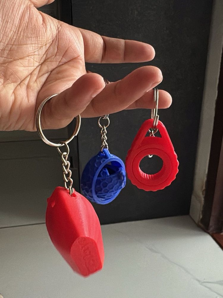 Set of 3 Unique 3D Printed Keychains