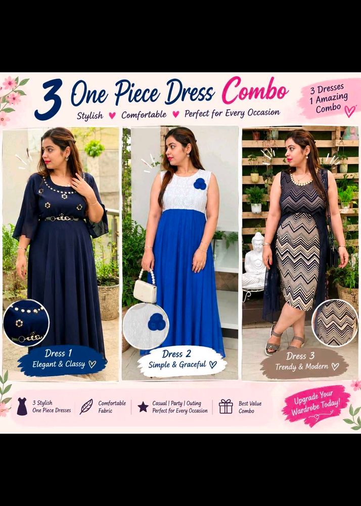 3 One Piece Dress Combo – Stylish, Trendy &amp; Comfor