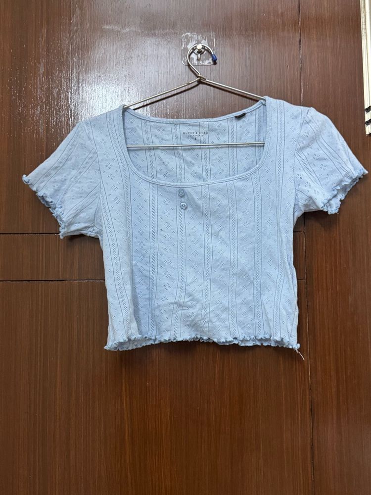 Cute Baby Blue Cropped Top