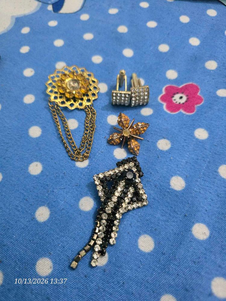 Sparkling Brooches and Cufflinks Sets