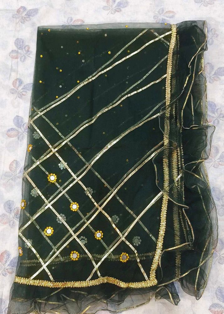 Elegant Green Embroidered Dupatta