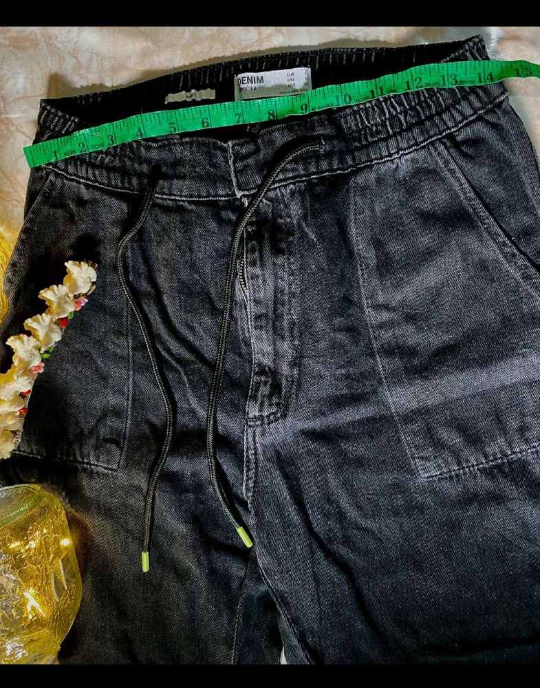 Acid wash Charcoal denim jogger
